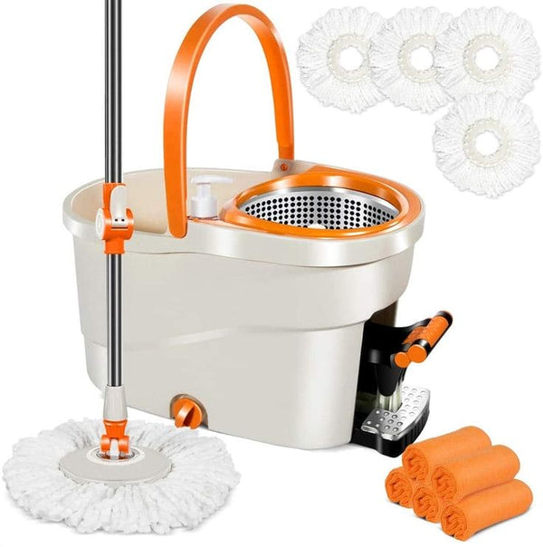 Rotating Head Orange Mop - Effortless Cleaning with 360-Degree Rotation"